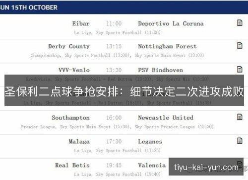 圣保利二点球争抢安排：细节决定二次进攻成败